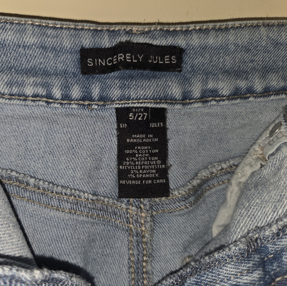 Sincerely Jules Denim Frayed Hem Cut Off Shorts Daisy Dukes Size 5/27 - Picture 4 of 4